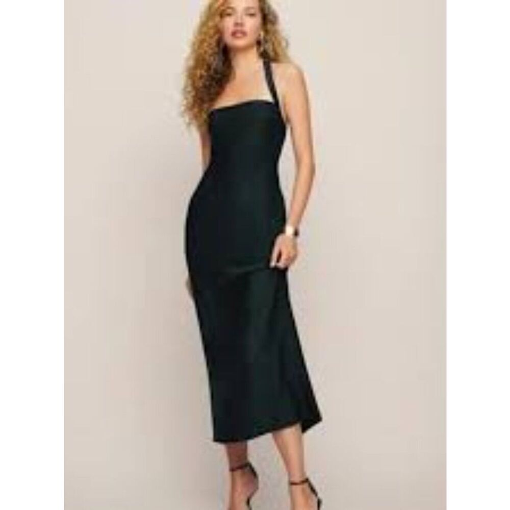 Reformation Alli Silk Maxi Black Dress in size 6 DM4